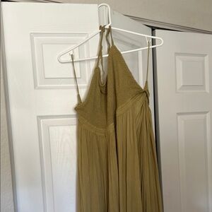 Olive Green Halter Maxi Dress free people XL